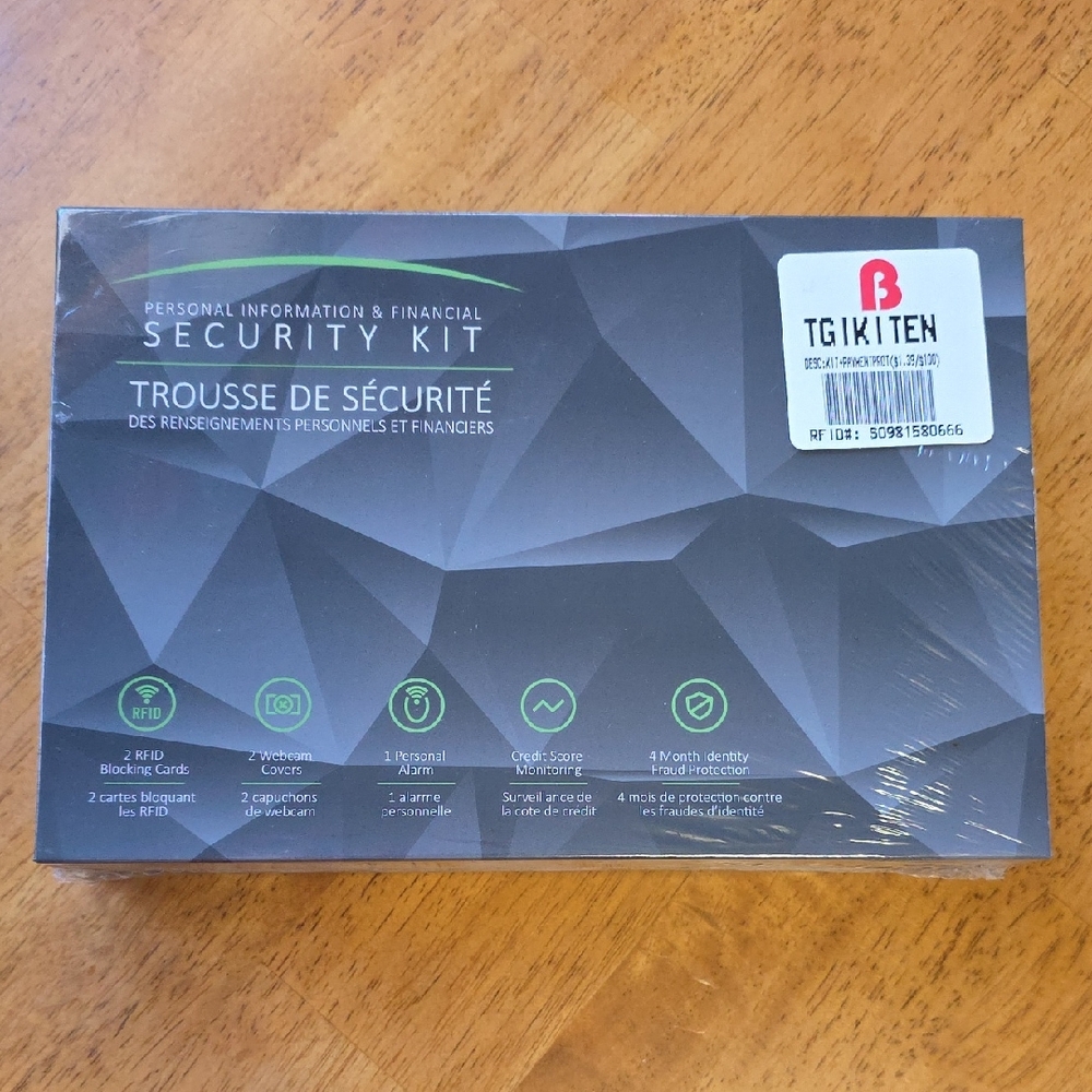 🆕️TGI Personal Information & Financial Security Kit -2 RFID Card-1 Alarm & More